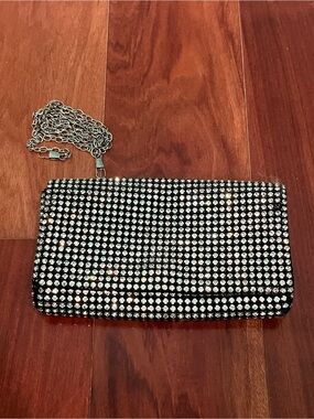 Robinsons Rhinestoned Black Clutch/Crossbody